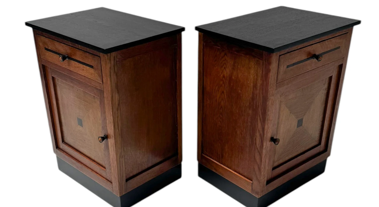 Two Art Deco Modernist Nightstands or Bedside Tables, 1920s